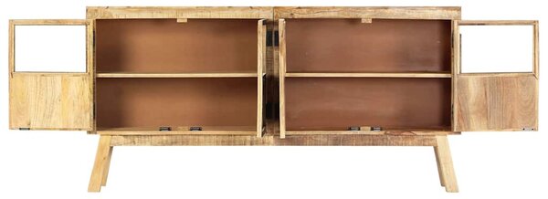 Příborník hnědo-černý 160 x 30 x 80 cm masivní hrubý mangovník 247994
