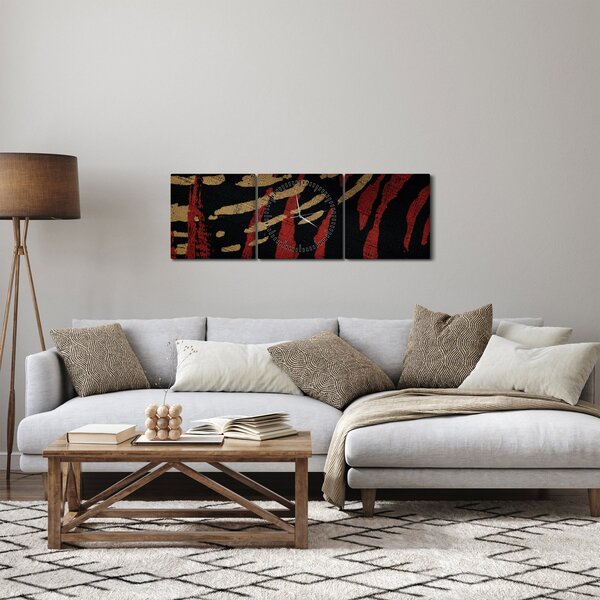 Obraz abstrakce (s hodinami) (90x30 cm)