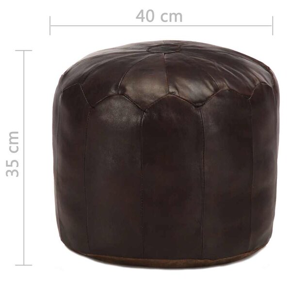 Sedací puf tmavě hnědý 40 x 35 cm pravá kozí kůže 248130