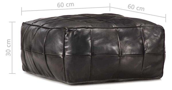 Sedací puf černý 60 x 60 x 30 cm pravá kozí kůže 248134