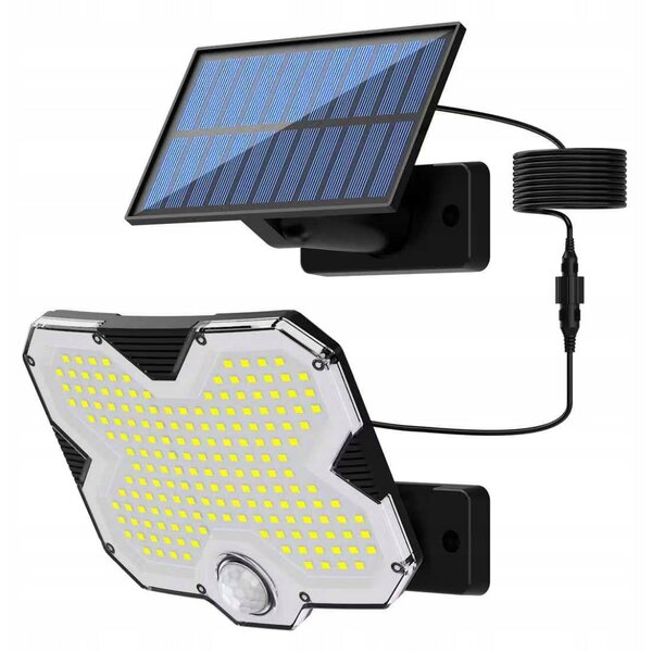LED solární svítidlo s pohybovým čidlem a panelem, IP44, 3 W, 300 lm, 6500 K