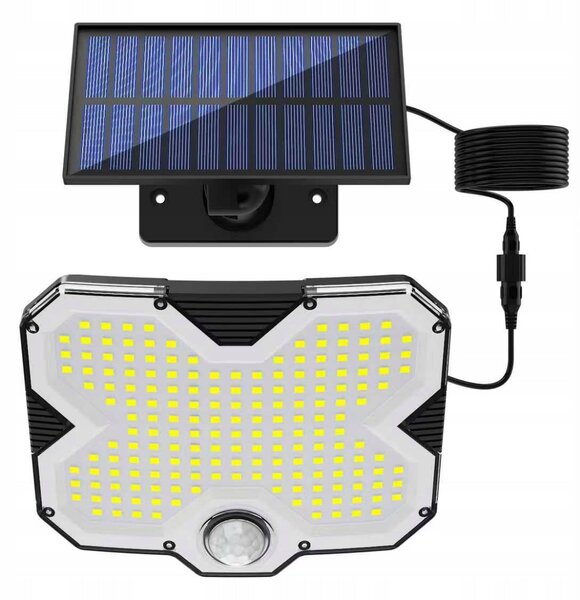 LED solární svítidlo s pohybovým čidlem a panelem, IP44, 3 W, 300 lm, 6500 K