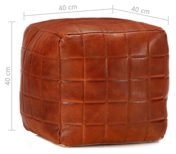 Sedací puf bronzový 40 x 40 x 40 cm pravá kozí kůže 248135