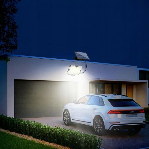 LED solární svítidlo s pohybovým čidlem a panelem, IP44, 3 W, 300 lm, 6500 K