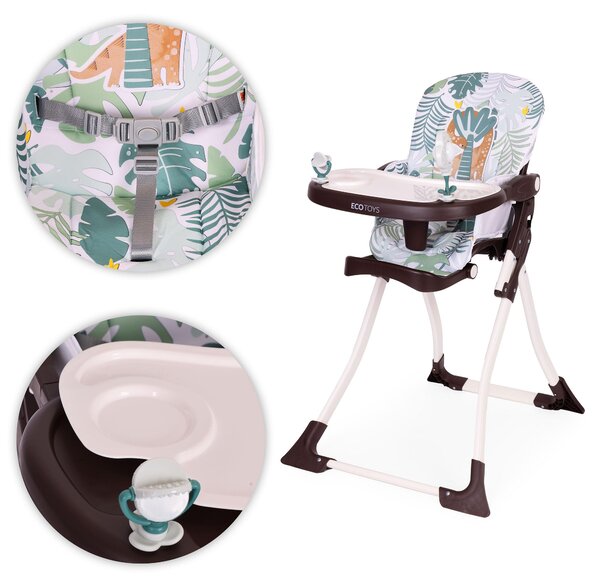 EcoToys HC301-2401 Skládací dětská jídelní židlička s hračkami džungle