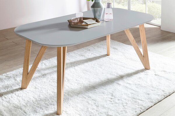 JÍDELNÍ STŮL, dub, šedá, přírodní barvy, 120/80/76 cm MID.YOU - Jídelní stoly, Online Only