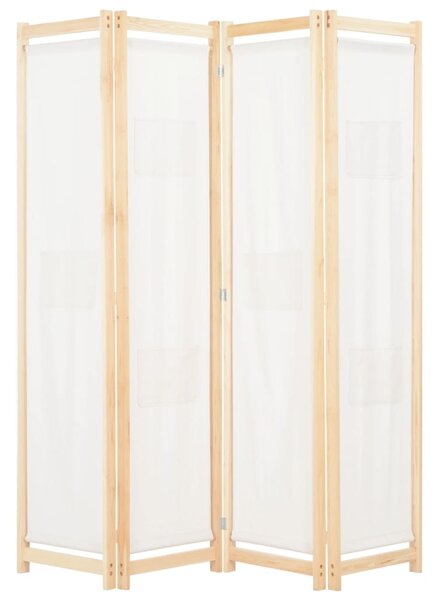 4dílný paraván krémový 160 x 170 x 4 cm textil 248173