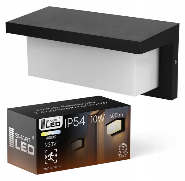 LED fasádní svítidlo 10 W, 600 lm, IP54, neutrální bílá, 255 × 125 × 125 mm