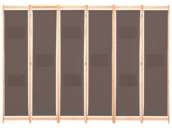 6dílný paraván hnědý 240 x 170 x 4 cm textil 248182