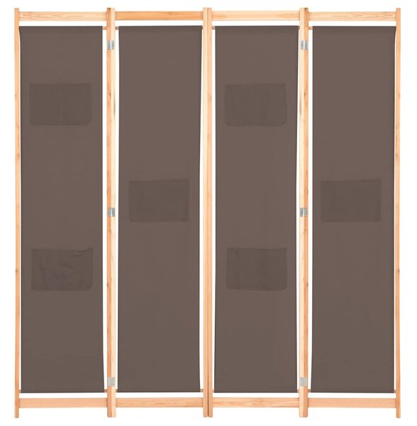 4dílný paraván hnědý 160 x 170 x 4 cm textil 248180
