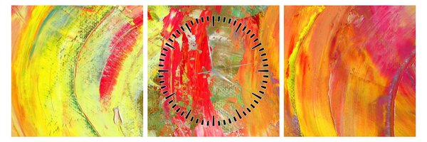 Obraz abstrakce - malba (s hodinami) (90x30 cm)