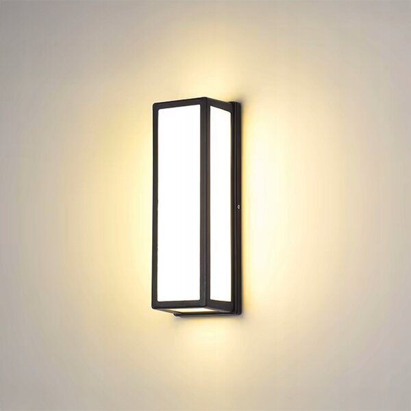 Černé fasádní svítidlo E27, IP54, 260 × 110 × 110 mm