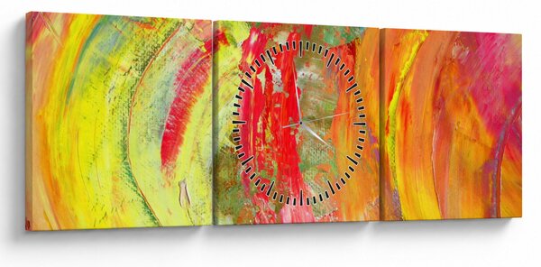 Obraz abstrakce - malba (s hodinami) (90x30 cm)