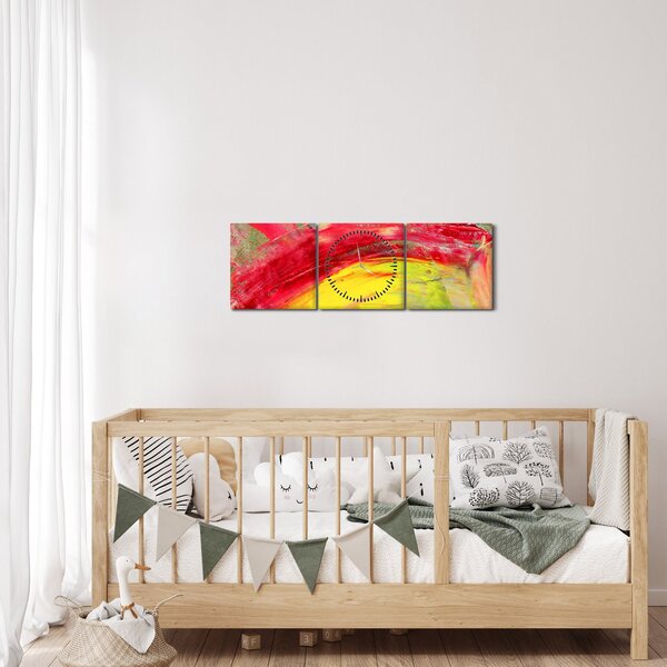 Obraz abstrakce - malba (s hodinami) (90x30 cm)