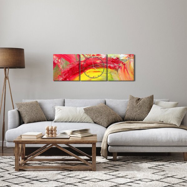 Obraz abstrakce - malba (s hodinami) (90x30 cm)