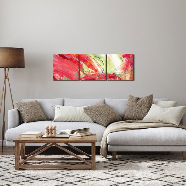 Obraz abstrakce - malba (s hodinami) (90x30 cm)
