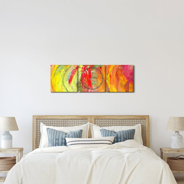 Obraz abstrakce - malba (s hodinami) (90x30 cm)
