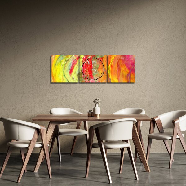 Obraz abstrakce - malba (s hodinami) (90x30 cm)