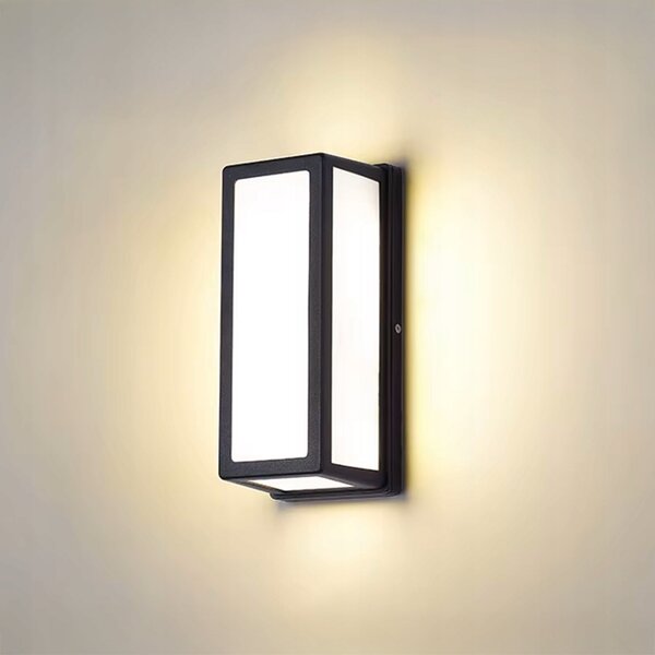Černé fasádní svítidlo E27, IP54, 260 × 110 × 110 mm