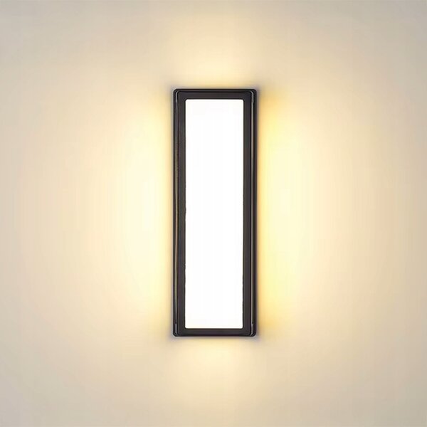 Černé fasádní svítidlo E27, IP54, 260 × 110 × 110 mm