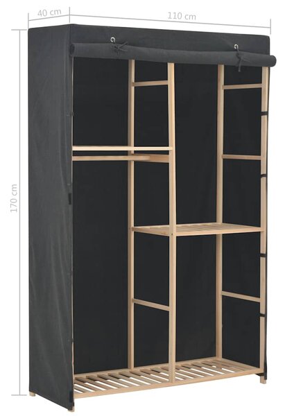 Šatní skříň se 3 policemi šedá 110 x 40 x 170 cm textil 248188