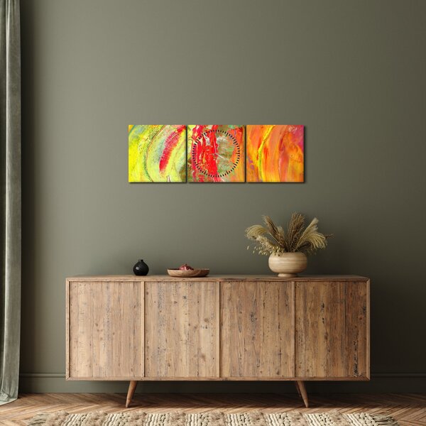 Obraz abstrakce - malba (s hodinami) (90x30 cm)