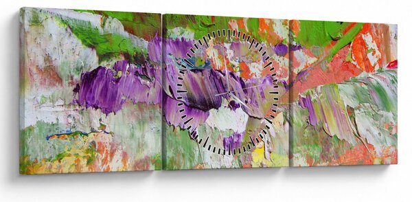 Obraz abstrakce - malba (s hodinami) (90x30 cm)