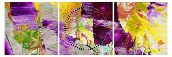 Obraz abstrakce - malba (s hodinami) (90x30 cm)