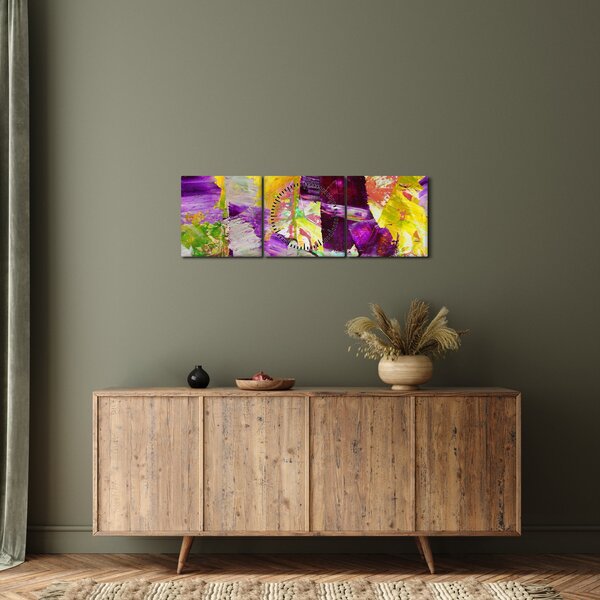 Obraz abstrakce - malba (s hodinami) (90x30 cm)