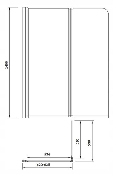 Cersanit Easy New, 2-křídlová vanová zástěna 115(délka) x 140(výška) cm, čiré sklo, chromový profil, S301-290