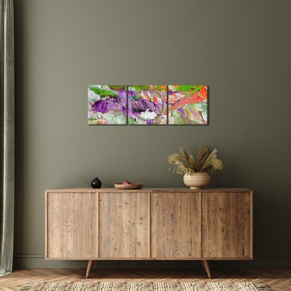 Obraz abstrakce - malba (s hodinami) (90x30 cm)