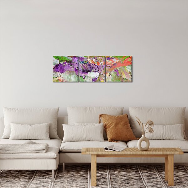 Obraz abstrakce - malba (s hodinami) (90x30 cm)