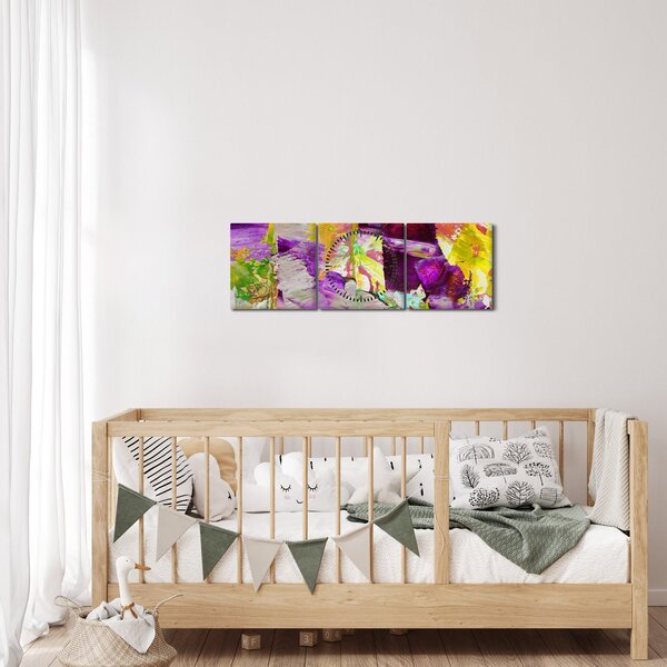 Obraz abstrakce - malba (s hodinami) (90x30 cm)