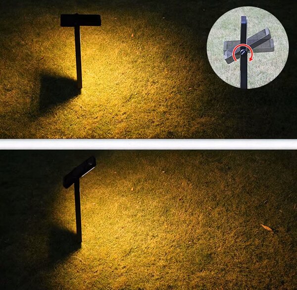 LED solární zápichové svítidlo 3000 K, teplá bílá, IP54, šířka 12 cm