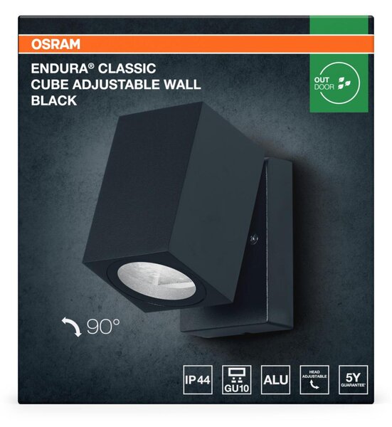 LEDVANCE venkovní nástěnné svítidlo Endura Classic Cube Adjustable GU10 220-240 V černé