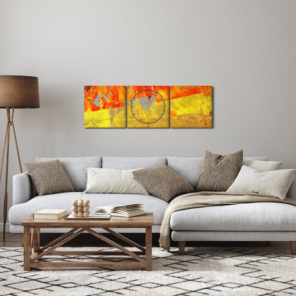 Obraz abstrakce - malba (s hodinami) (90x30 cm)