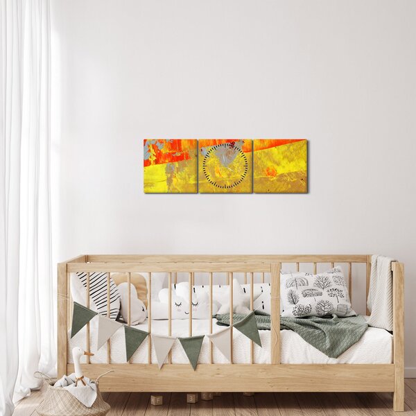 Obraz abstrakce - malba (s hodinami) (90x30 cm)