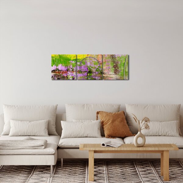 Obraz abstrakce - malba (s hodinami) (90x30 cm)