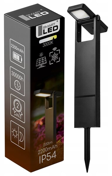 LED solární zápichové svítidlo 3000 K, teplá bílá, IP54, šířka 12 cm