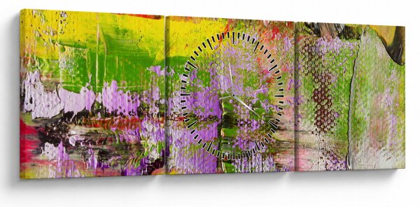 Obraz abstrakce - malba (s hodinami) (90x30 cm)