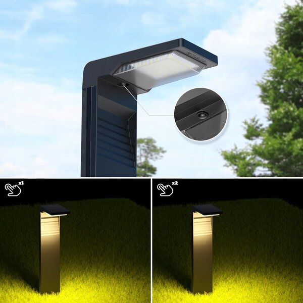 LED solární zápichové svítidlo 3000 K, teplá bílá, IP54, šířka 9 cm