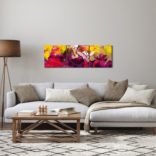 Obraz abstrakce - malba (s hodinami) (90x30 cm)