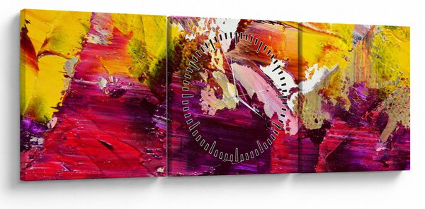 Obraz abstrakce - malba (s hodinami) (90x30 cm)