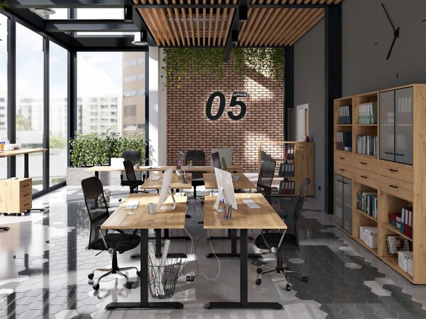 SPACE OFFICE vitrína REG2W/120, dub artisan/černý mat