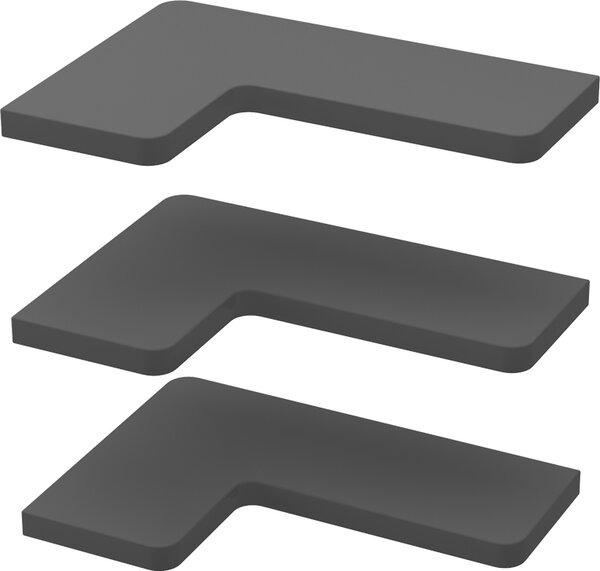 Rohová police Vicco Curva Černá 40.5 x 2.5 cm Sada 3 kusů, Model 53017