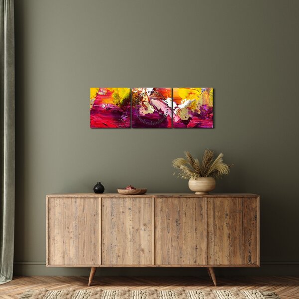 Obraz abstrakce - malba (s hodinami) (90x30 cm)