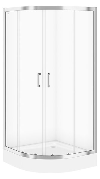 Cersanit Basic+Tak, čtvrtkruhový sprchový kout 90x90x185 cm + sprchová vanička 90x16cm, bílá, S601-118