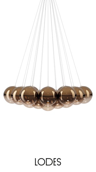 Lodes Designové závěsné LED svítidlo RANDOM CLOUD, 19x ø28cm, š. 140 cm, CRI90 Barva: Kouřová, Teplota světla: 2700K - teplá bílá