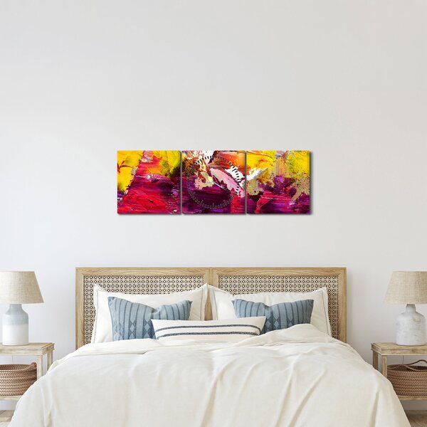 Obraz abstrakce - malba (s hodinami) (90x30 cm)