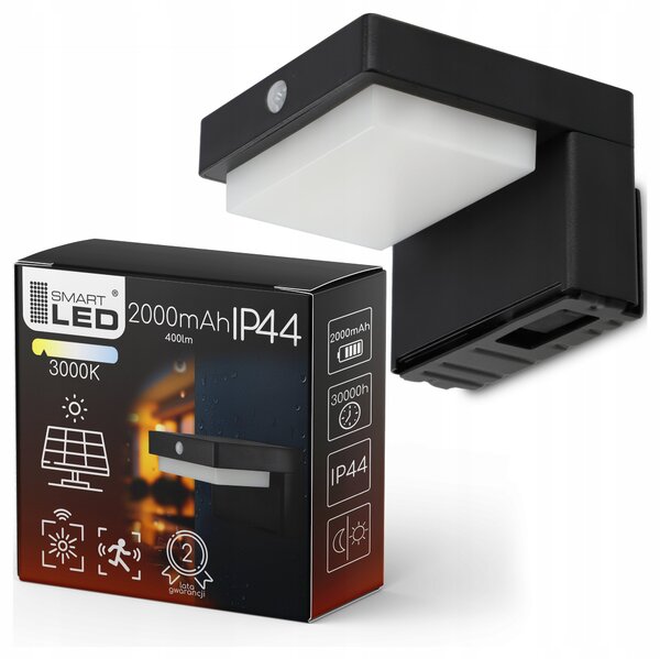 LED fasádní svítidlo 5 W, 400 lm, pohybové čidlo, IP44, teplá bílá, 11,5 × 8 × 12 cm